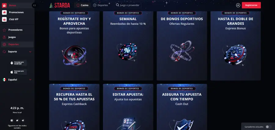 Los bonos deportivos de Starda van desde saldo extra hasta devoluciones.