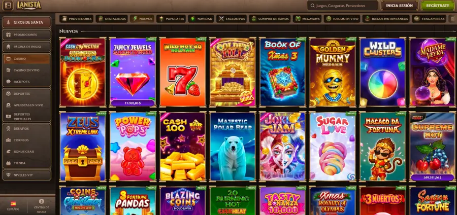 Sección de “juegos nuevos” en Lanista.