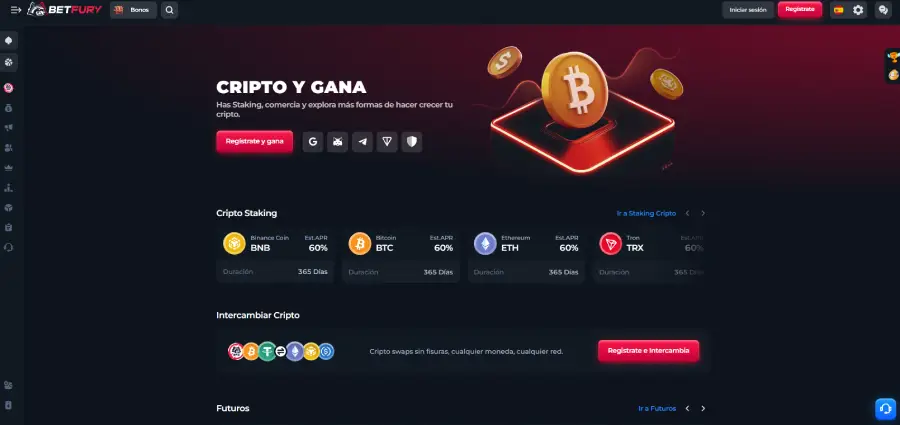 Betfury ofrece un ecosistema completo basado en criptos.