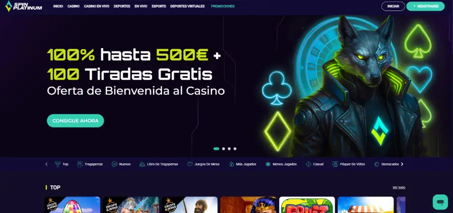 Bono de bienvenida de Spin Platinum.