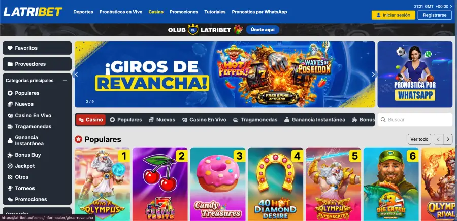 Latribet es un casino especialmente diseñado para Ecuador.