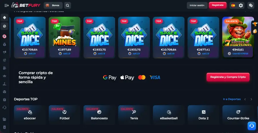 En Betfury puedes comprar criptos directamente con Mastercard. 